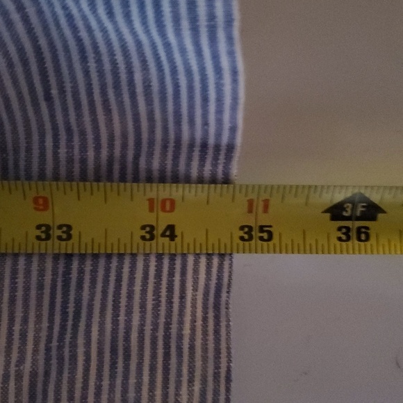 Faherty Isha Linen Swing Dress Size Medium Pockets Blue White Stripe Mini Beach - Picture 13 of 13